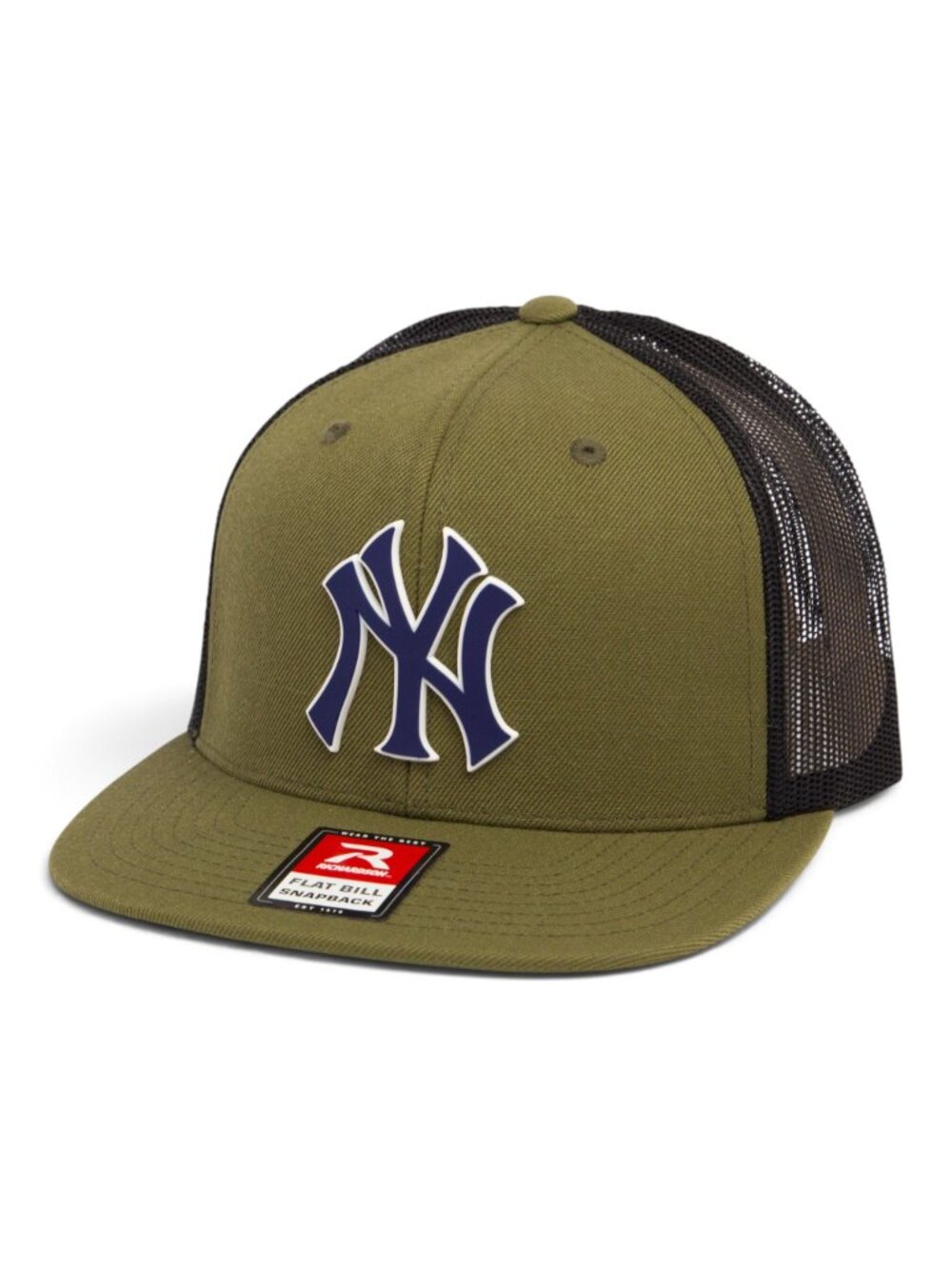 New York Yankees NY Navy 3D Wool Blend Flat Bill Hat- Loden/ Black